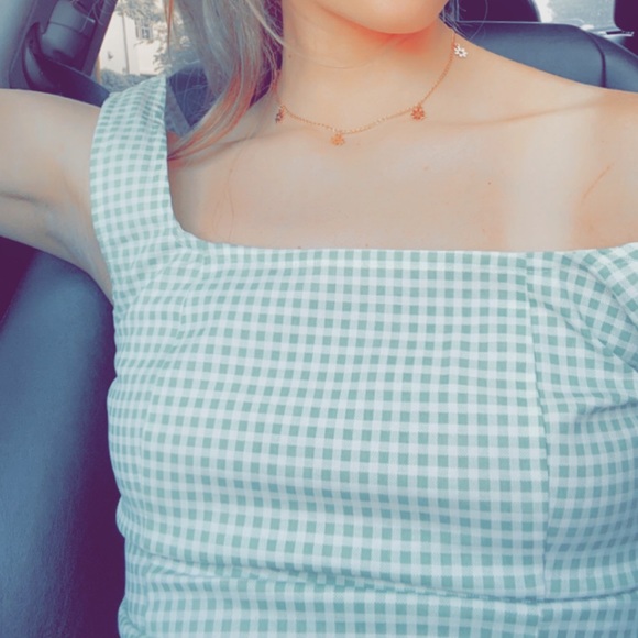 lulu’s Green & White Gingham Sleeveless Mini Dress 🌷xs - Picture 11 of 11